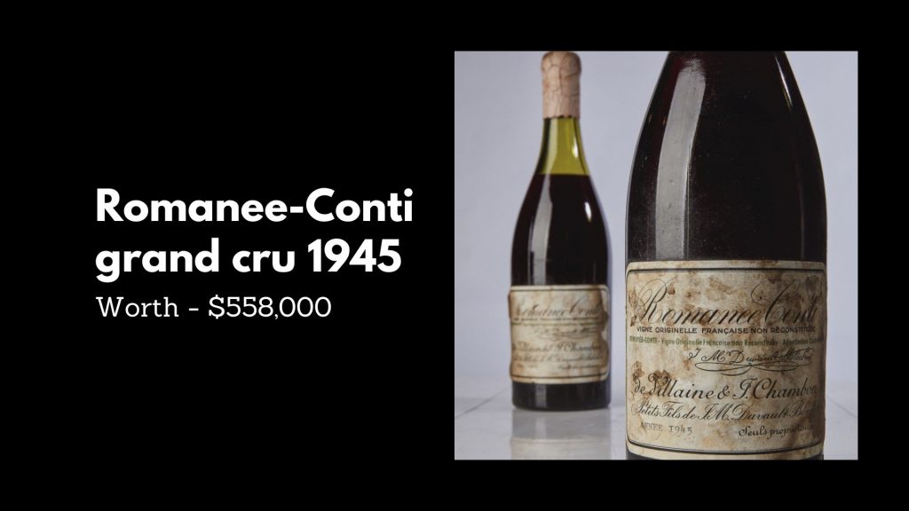 Romanee-Conti grand cru 1945 - 1st Most Luxurious Wines